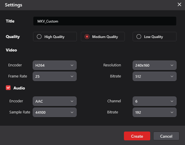 The Settings window of MiniTool Video Converter