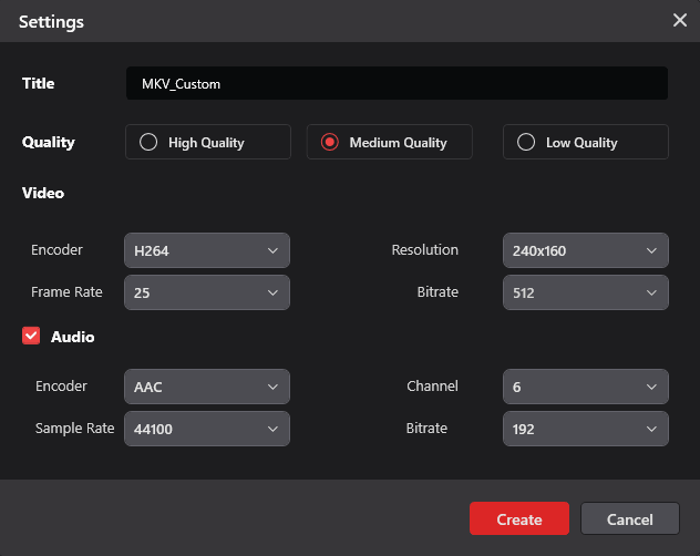 The Settings window of MiniTool Video Converter