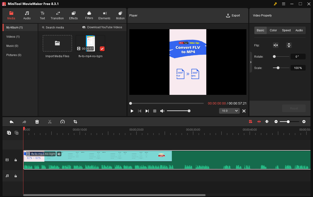 The user interface of MiniTool MovieMaker
