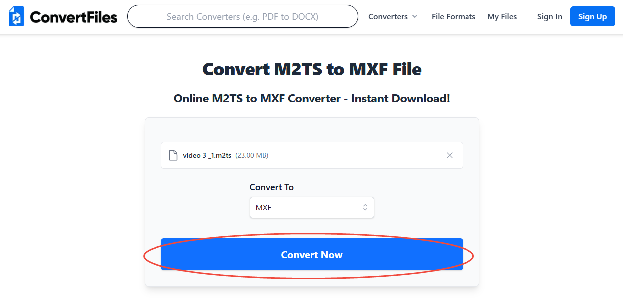 Click on the Convert Now button in ConvertFiles to start the conversion process