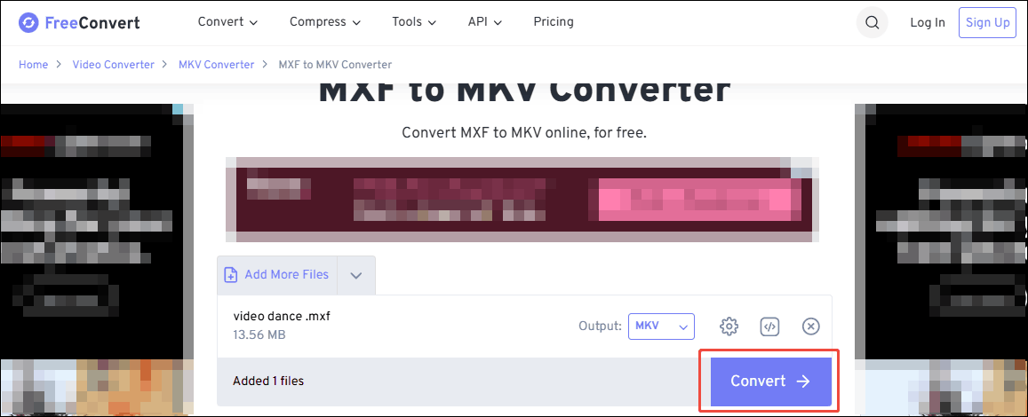 Click the Convert button in FreeConvert to start the conversion