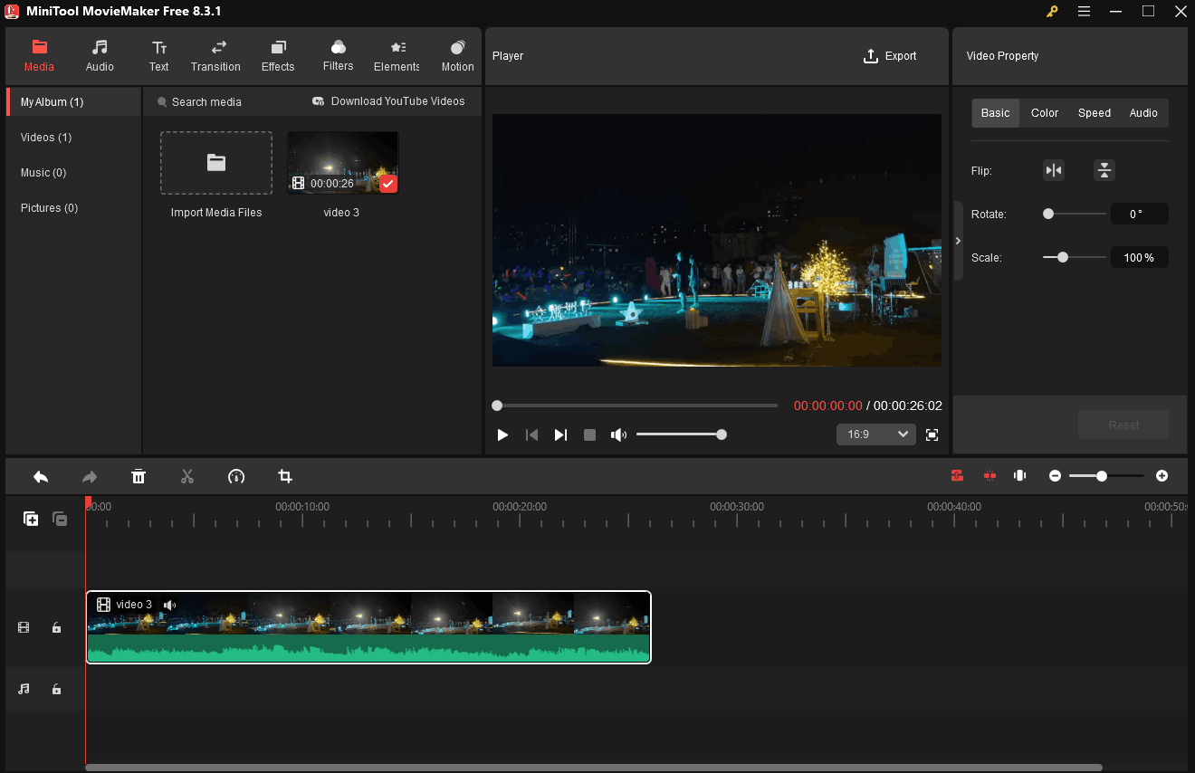 The interface of MiniTool MovieMaker