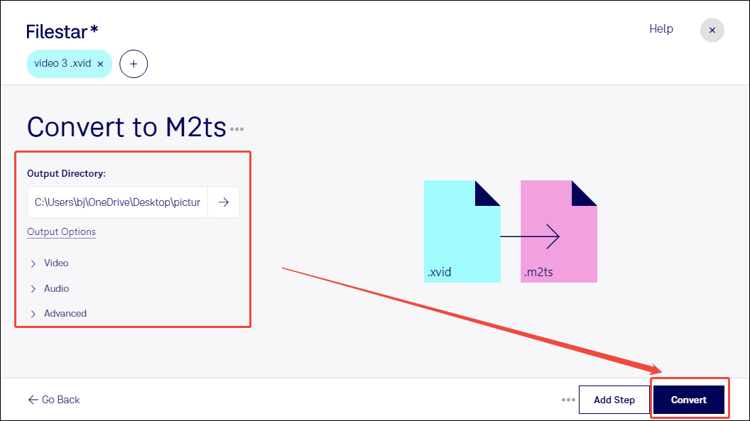 Select a saving path and click the Convert button in Filestar to begin the conversion