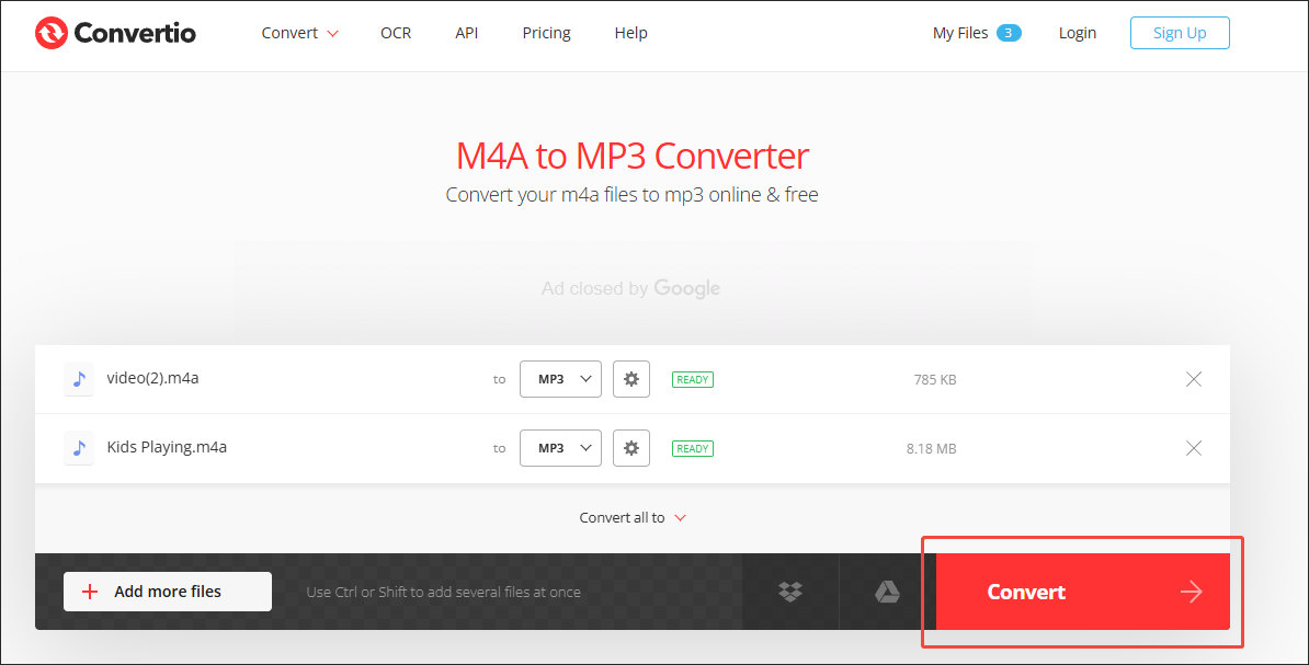 Click on Convert in Convertio to begin the conversion process