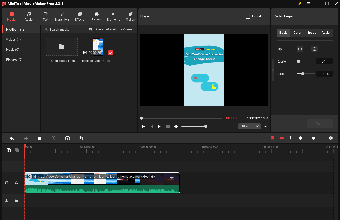 The interface of MiniTool MovieMaker
