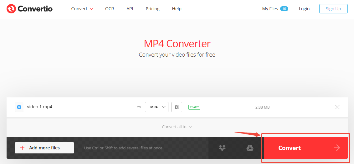 Click the Convert button in Convertio to begin the conversion process