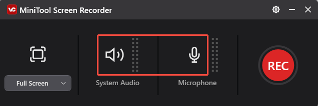 Click the System Audio icon or Microphone icon to turn on or off the audio recording function in MiniTool Video Converter