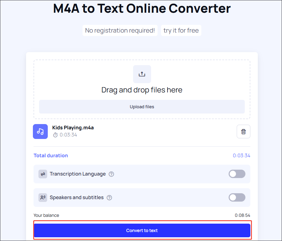 Click on Convert to text in Any2Text to begin the conversion process