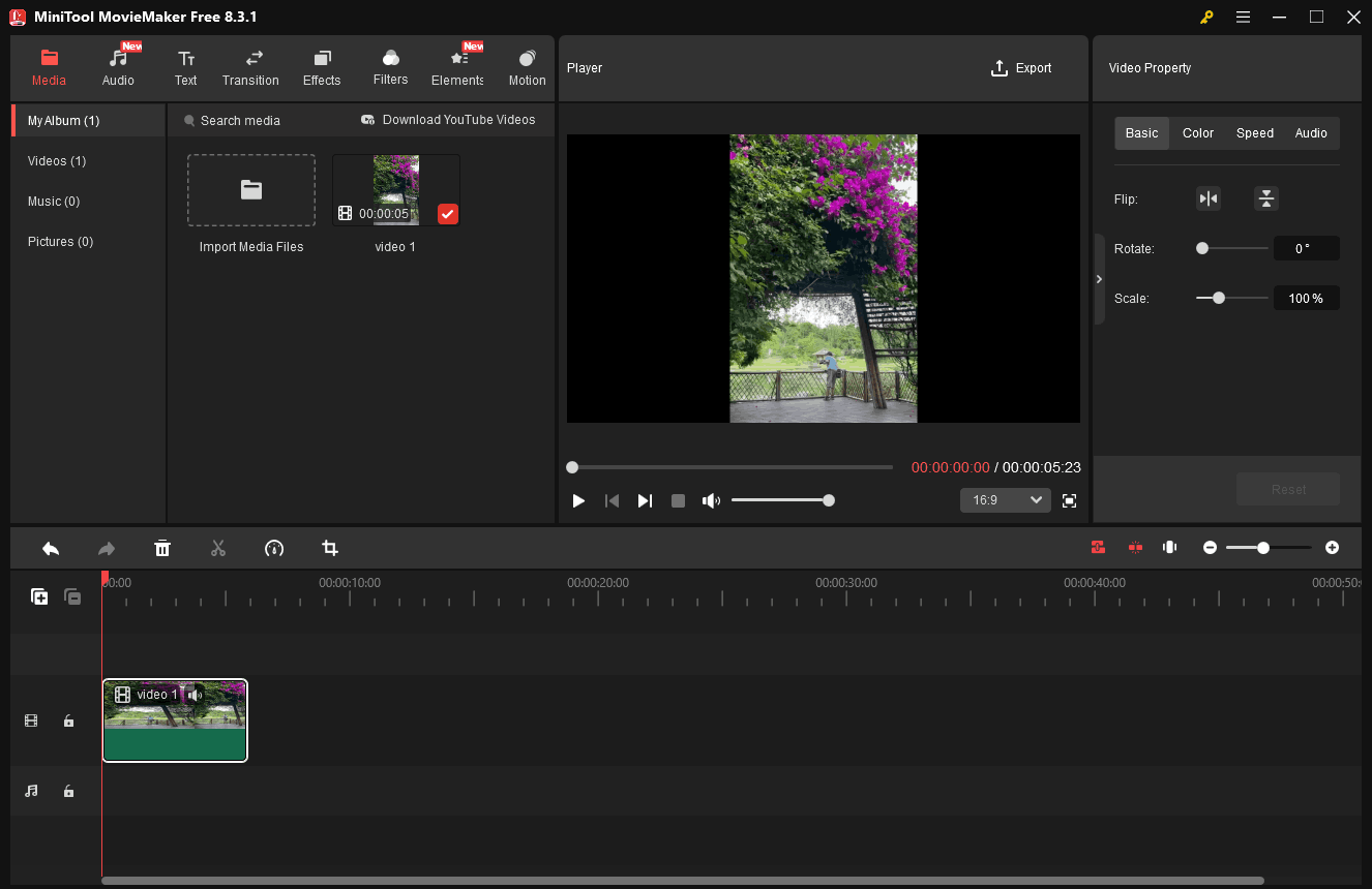 The interface of MiniTool MovieMaker