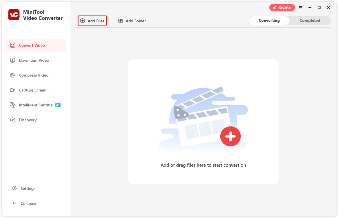in MiniTool Video Converter auf „Dateien hinzufügen“ klicken