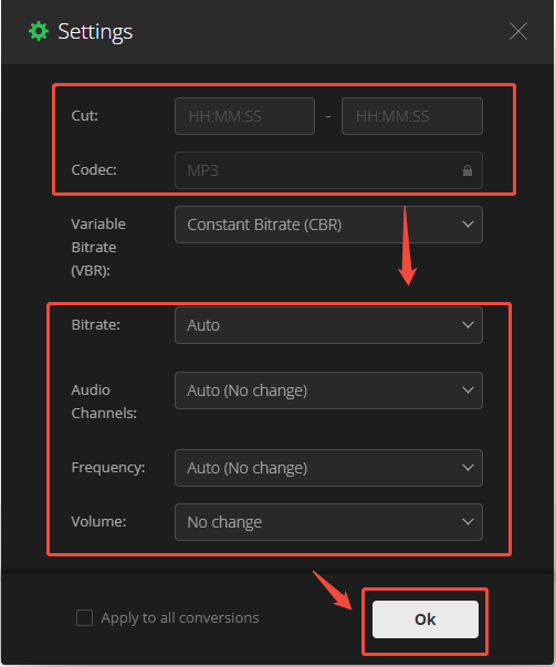 The Settings window of Convertio