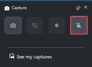 Click the Microphone to turn on or off the recording function in Xbox Game Bar