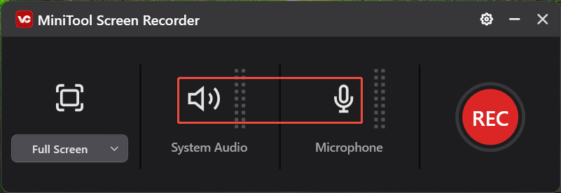 Click on System Audio or Microphone to turn on or off the system and microphone audio in MiniTool Video Converter