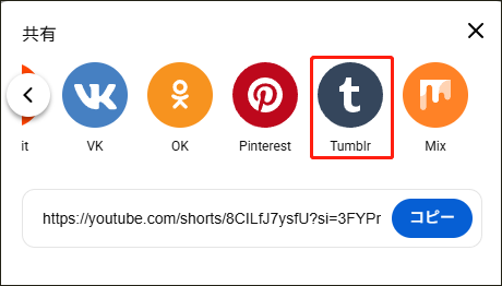 Tumblrに動画を共有する