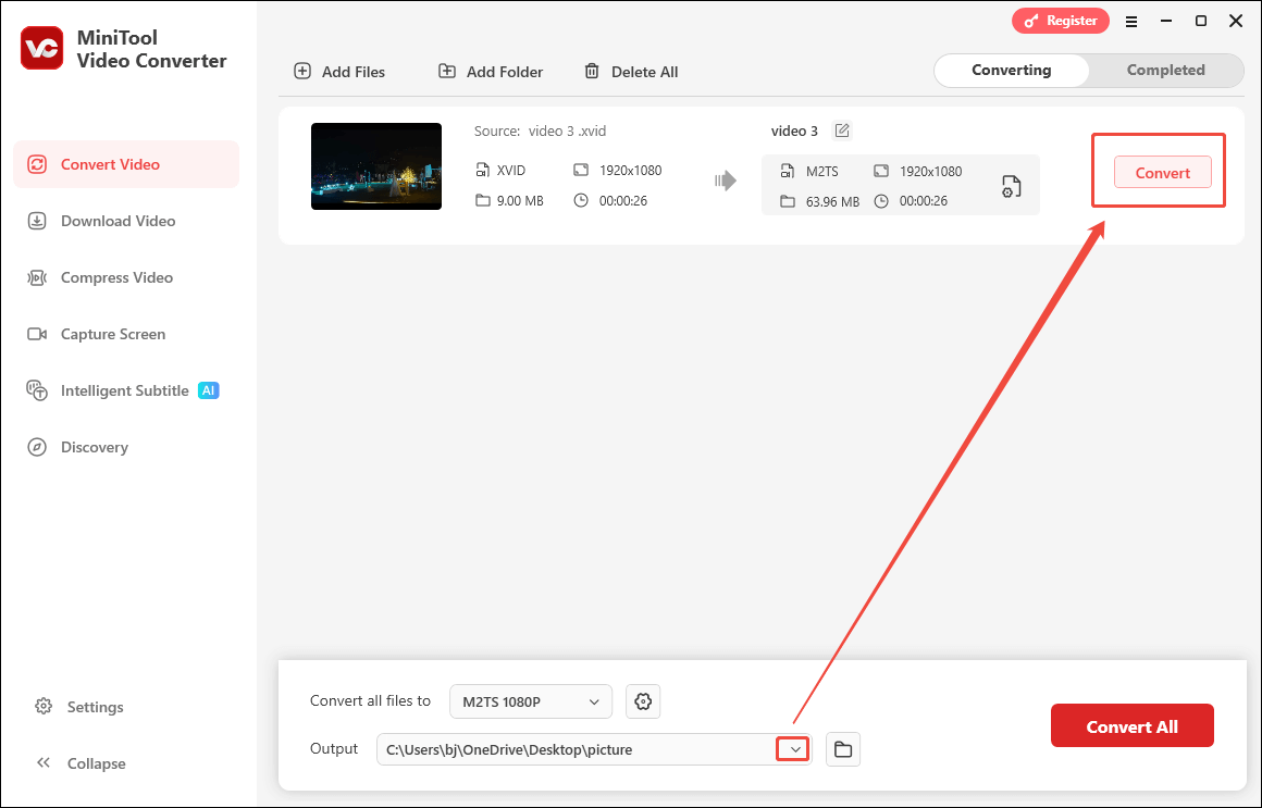 Konvertierung in MiniTool Video Converter durch Klicken auf „Konvertieren“ starten