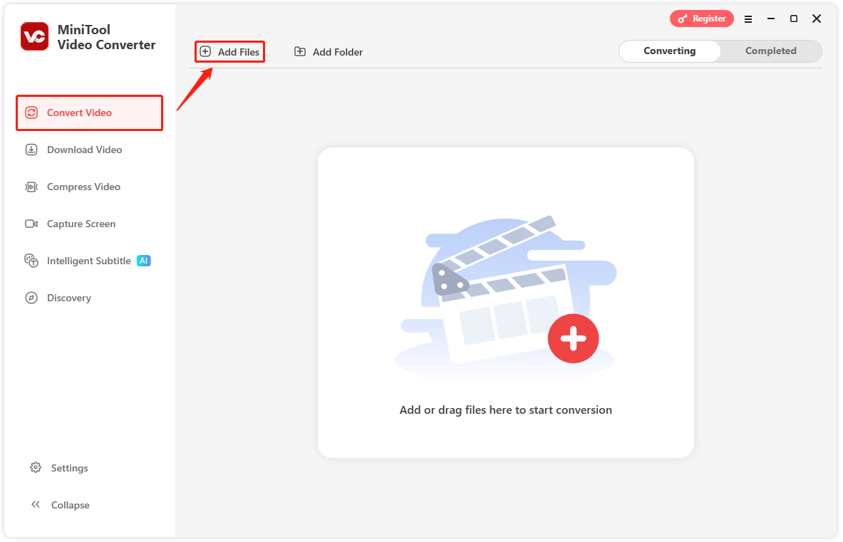 zum Hinzufügen der AAC-Datei klicken Sie in MiniTool Video Converter auf „Dateien hinzufügen“