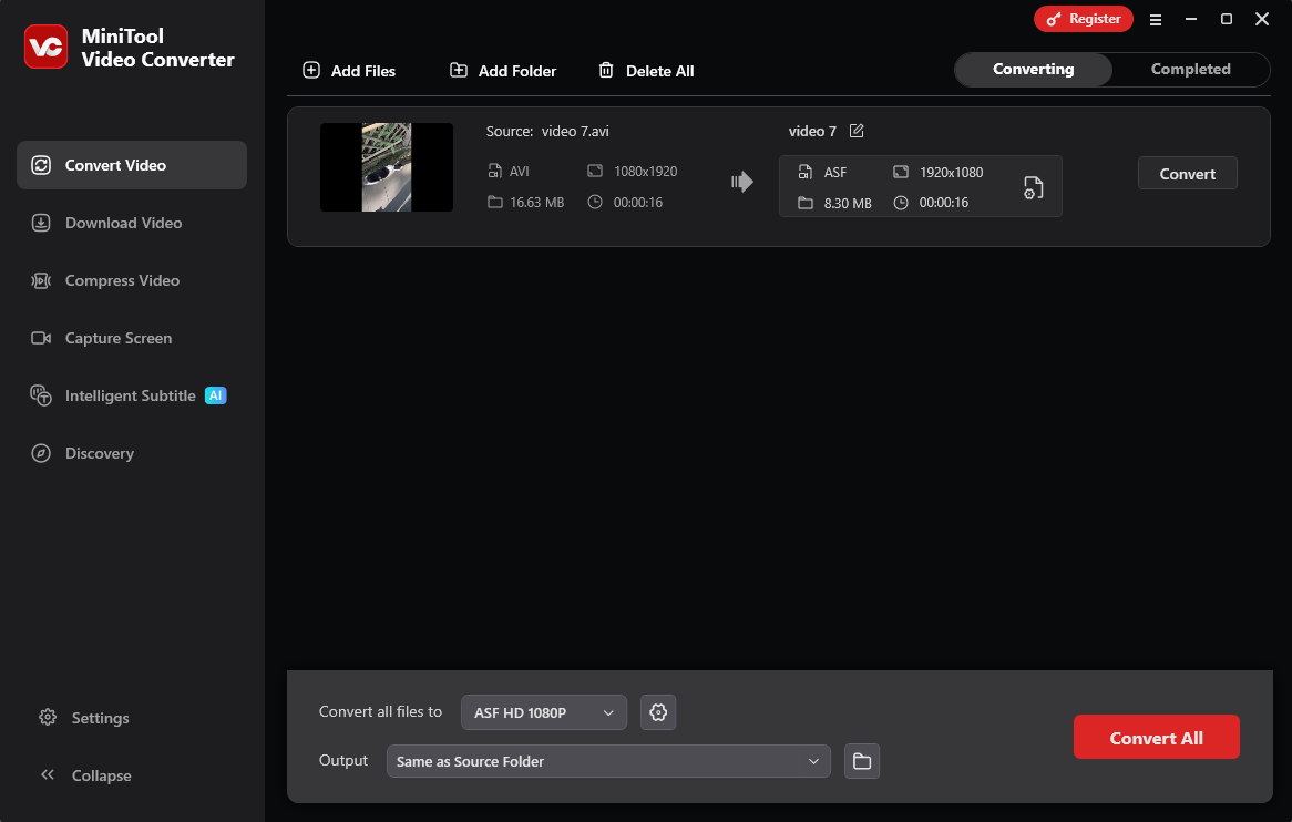 The interface of MiniTool Video Converter