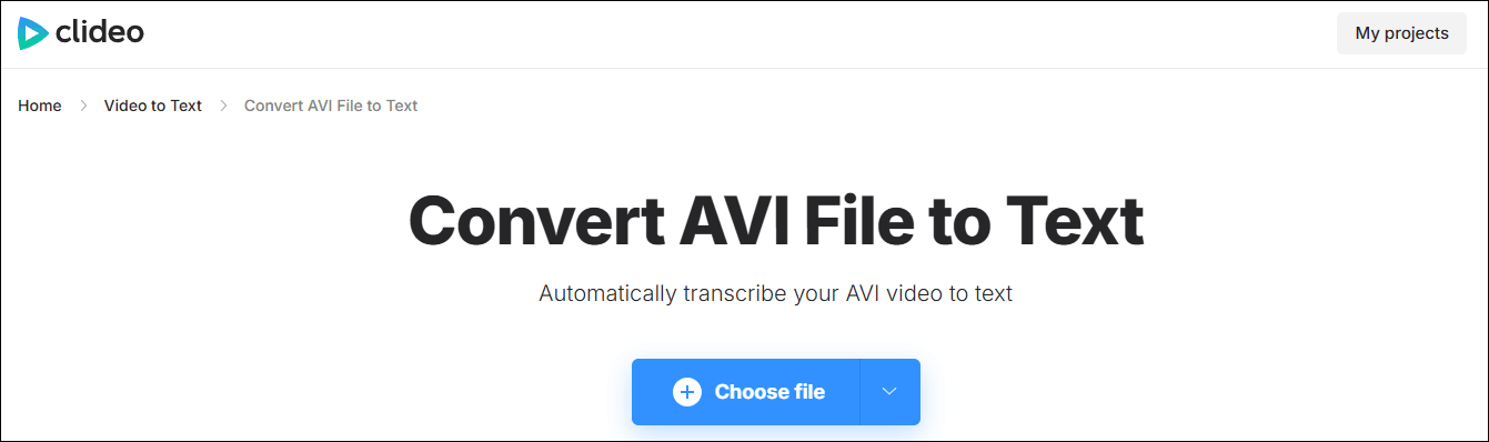 The interface of Clideo