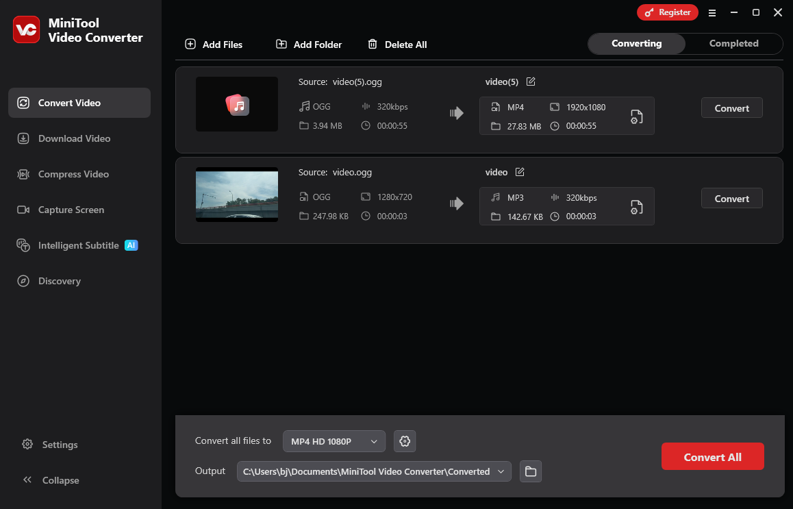 The user interface of MiniTool Video Converter