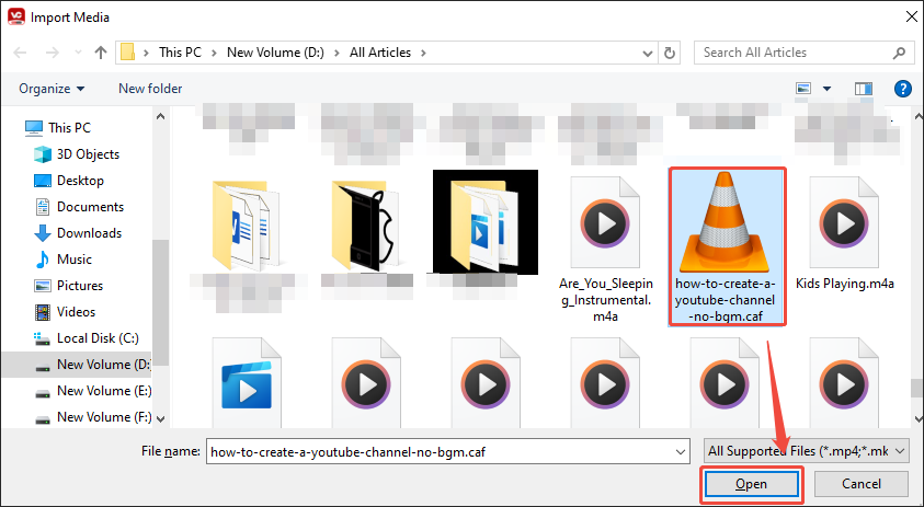 Select the CAF file you want to import in the Import Media window of MiniTool Video Converter