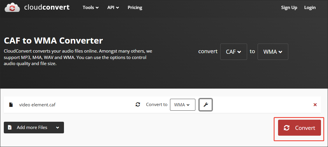 Click on the Convert button in CloudConvert to begin the conversion process
