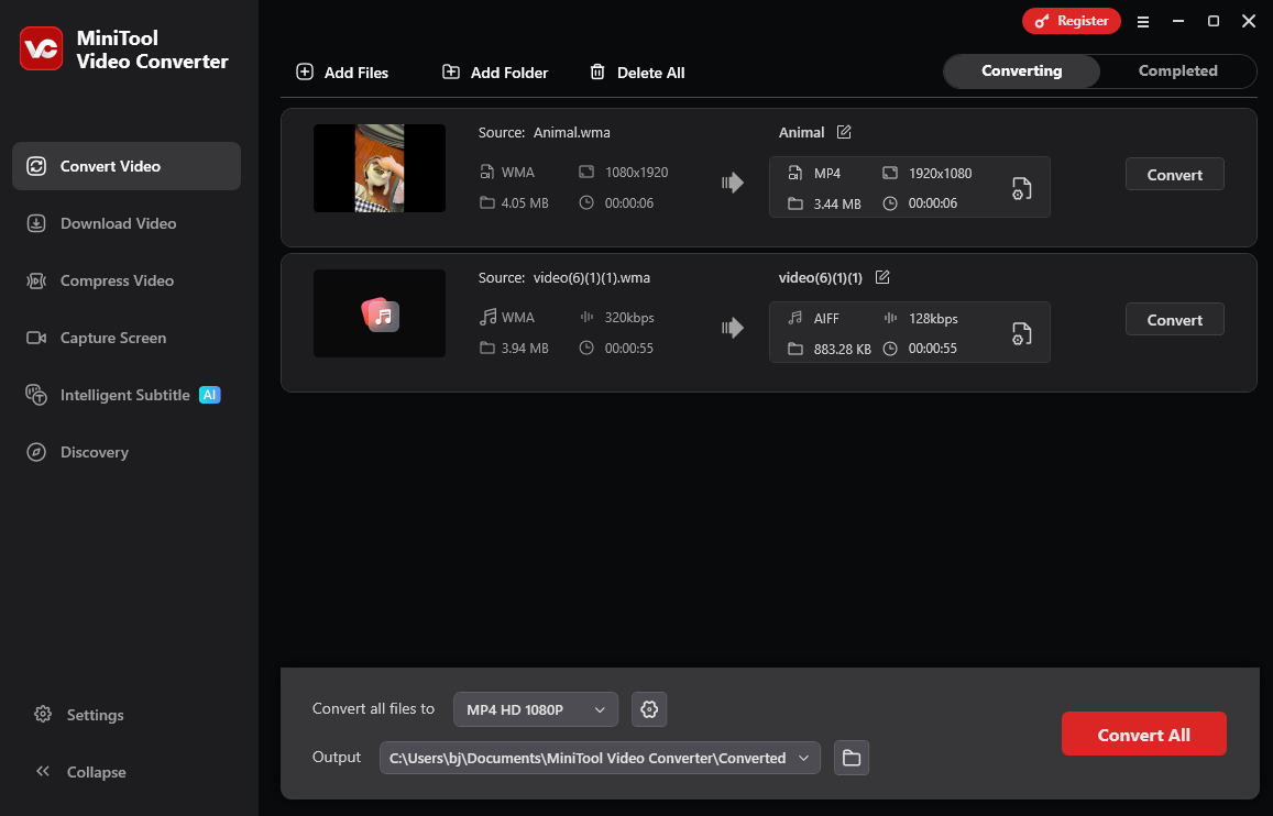 The user interface of MiniTool Video Converter