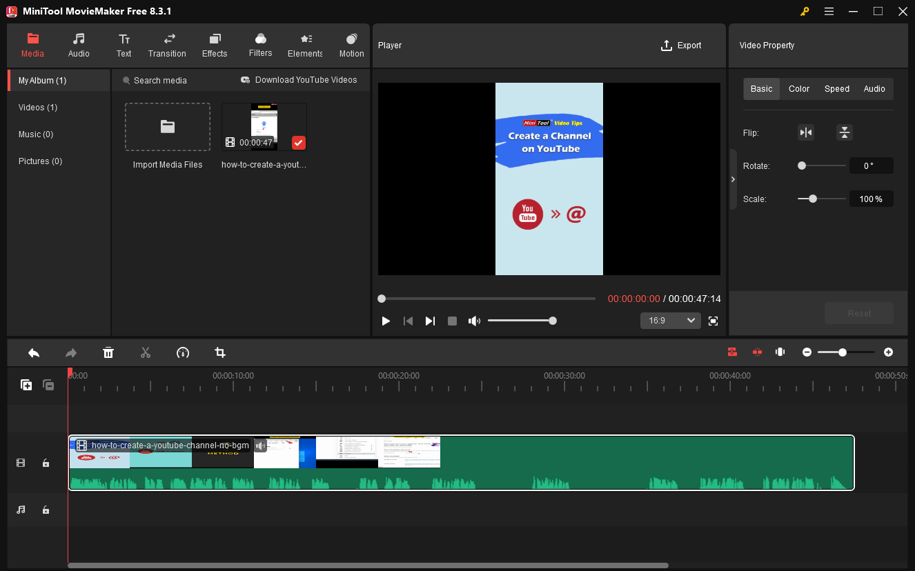 The user interface of MiniTool MovieMaker