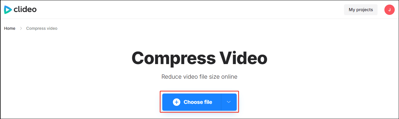 Click the Choose file option in Clideo to import your video