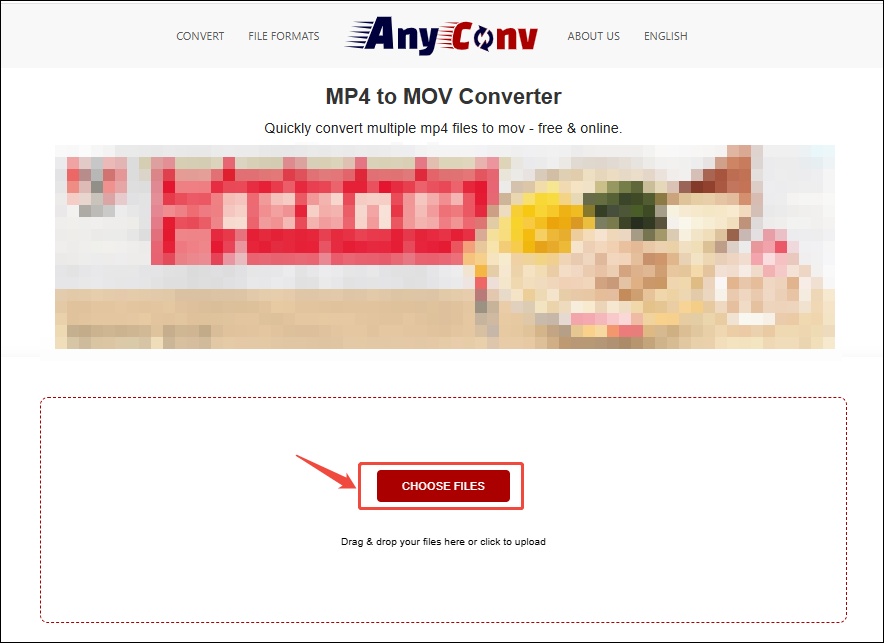 Click the CHOOSE FILES option in AnyConv to upload the 4K video