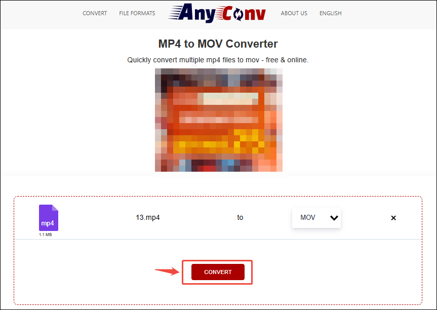 Click the Convert button in AnyConv to start the conversion process