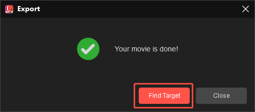 Click on the Find Target button in MiniTool MovieMaker to locate the output video