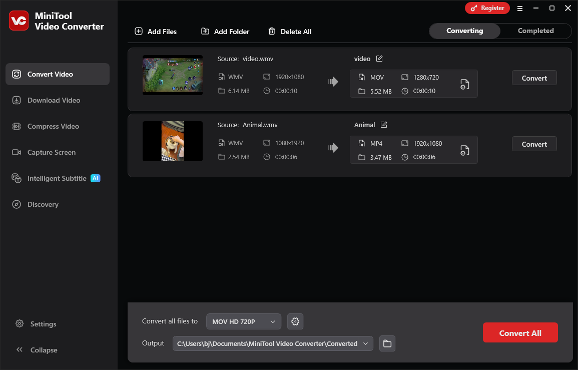 The user interface of MiniTool Video Converter
