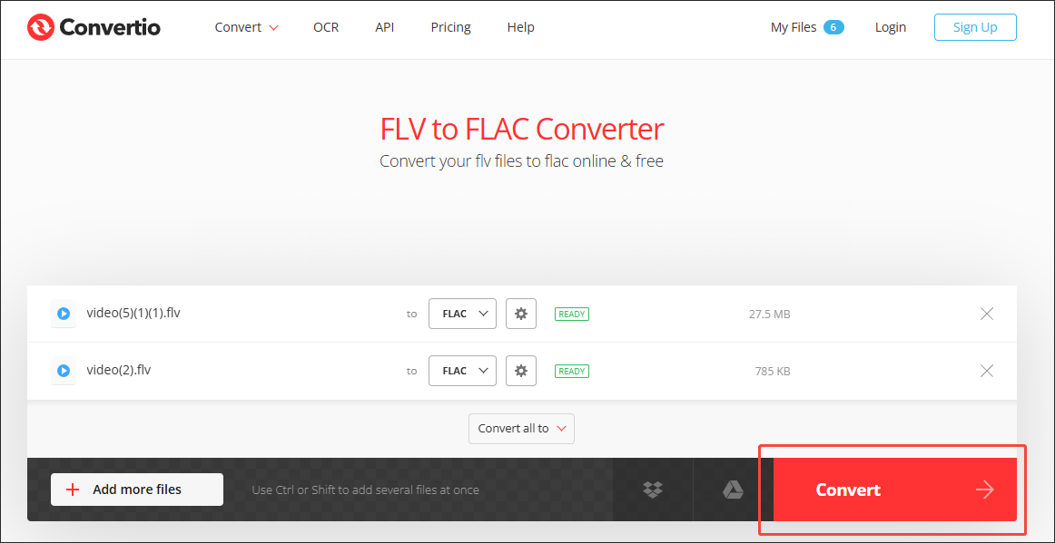 Click on Convert in Convertio to begin the conversion process