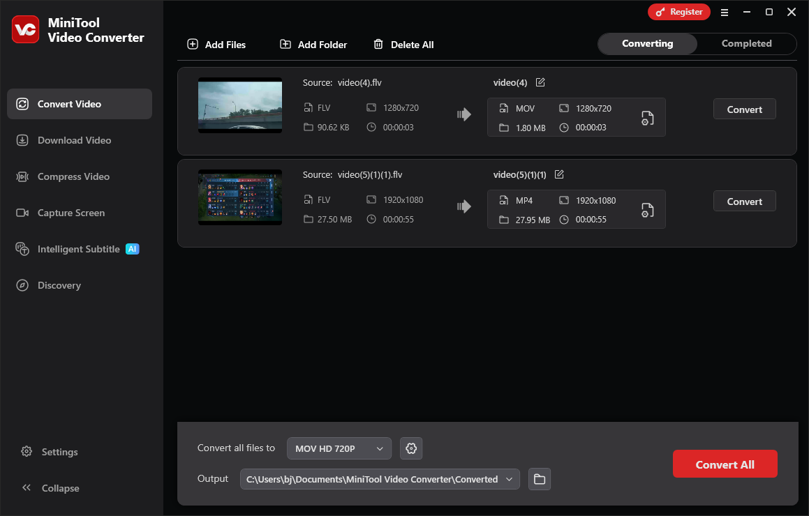 The user interface of MiniTool Video Converter
