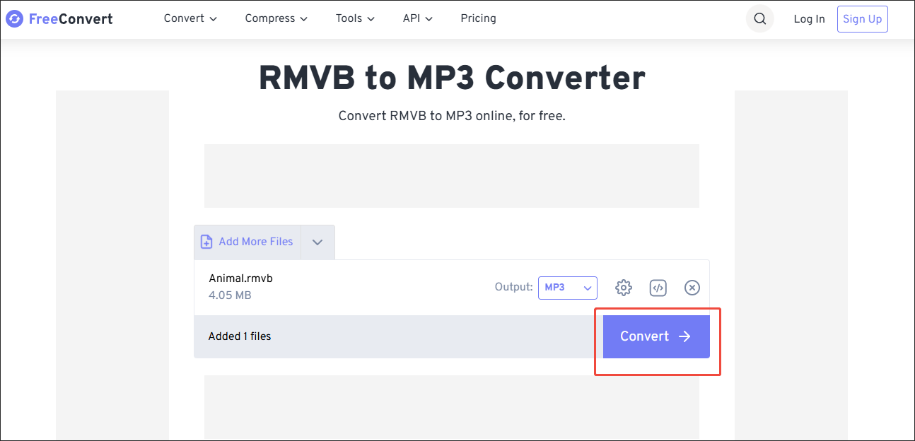 Click on the Convert button in FreeConvert to begin the conversion process