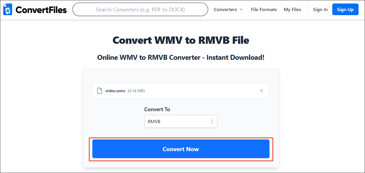 Click on the Convert Now button in ConvertFiles to start the conversion process