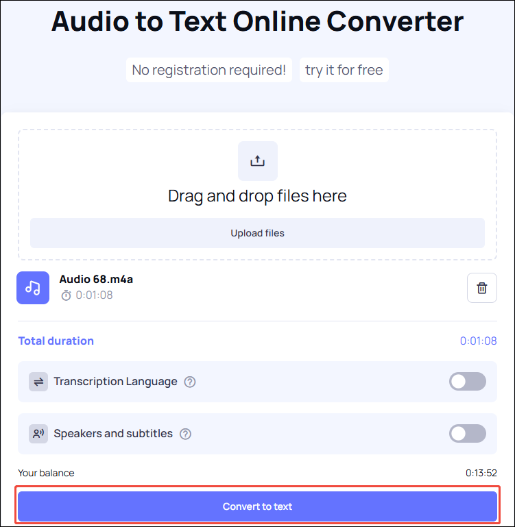 Click the Convert to text button in Any2Text to begin the conversion process