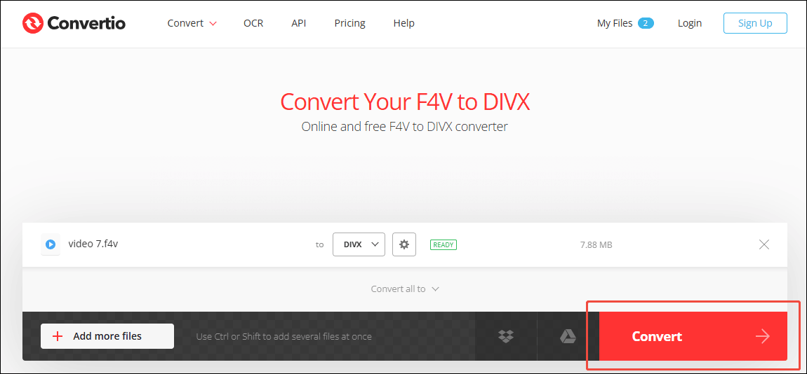 Click the Convert button in Convertio to begin the conversion