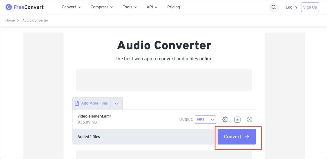 Click on the Convert button in FreeConvert to begin the conversion process