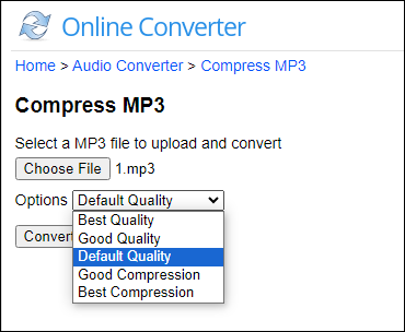 OnlineConverterでMP3ファイルを圧縮する