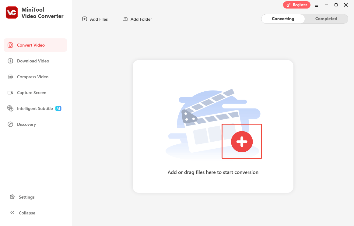 Click the Plus icon in MiniTool Video Converter to import the M2TS file