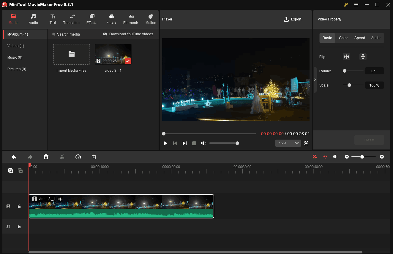 The interface of MiniTool MovieMaker