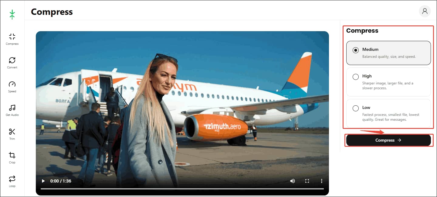 Click the Compress option in Rotato to start compressing
