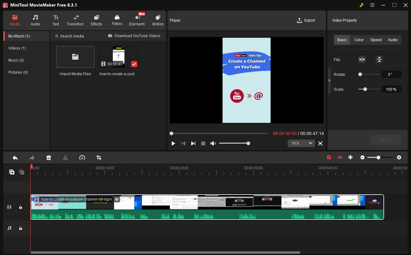 The user interface of MiniTool MovieMaker