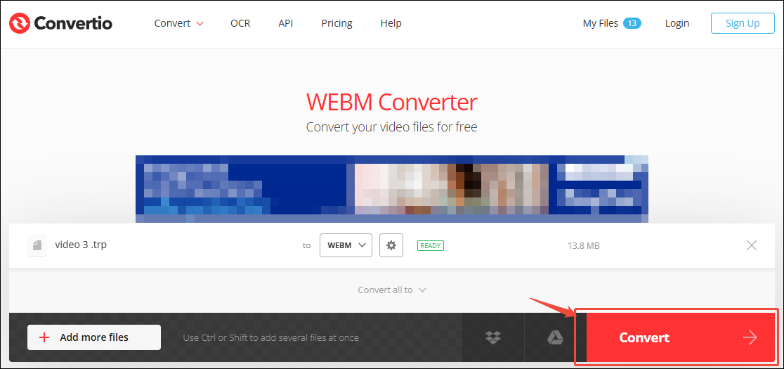 Click on the Convert button in Convertio to begin the conversion
