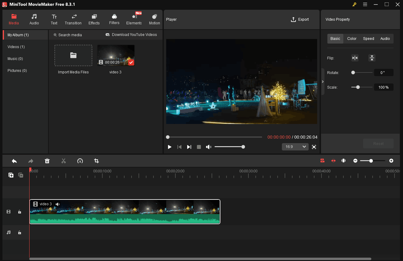 The interface of MiniTool MovieMaker