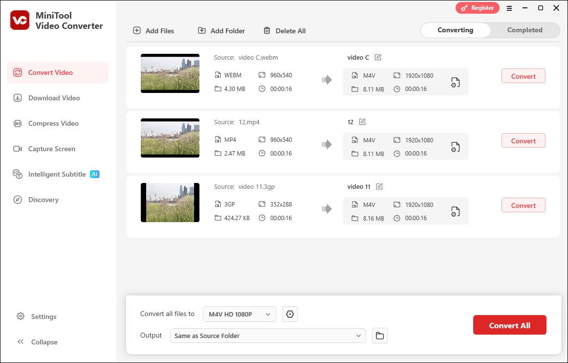 The interface of MiniTool Video Converter