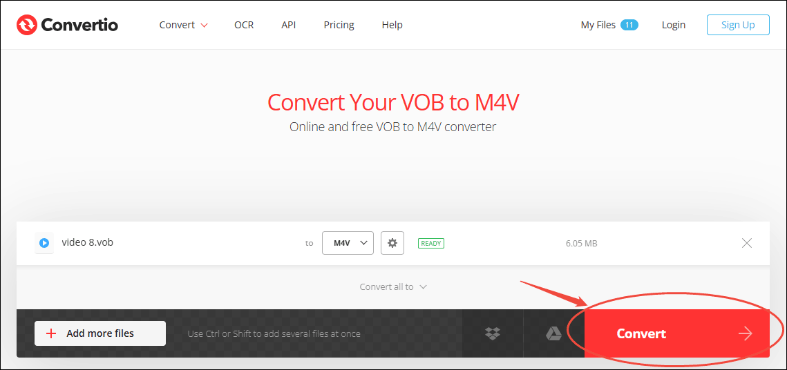 Click the Convert button in Convertio to start the conversion process