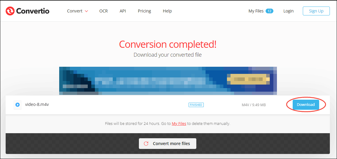 Click the Download button in Convertio to store the converted video