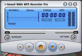i-Sound WMA MP3 Recorder Proのメイン画面